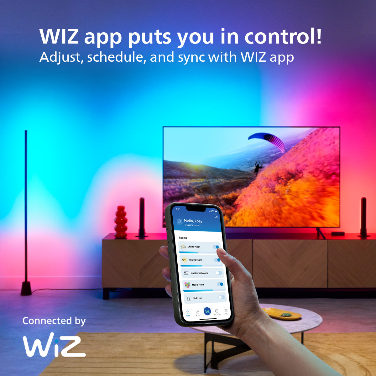 Philips WiFi LightTheatre Kit ( Philips HDMI Sync box with strip light, Gradient Light bars & Gradient floor lamp)