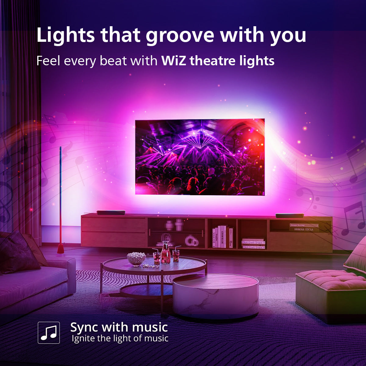 Philips WiFi LightTheatre Kit ( Philips HDMI Sync box with strip light, Gradient Light bars & Gradient floor lamp)