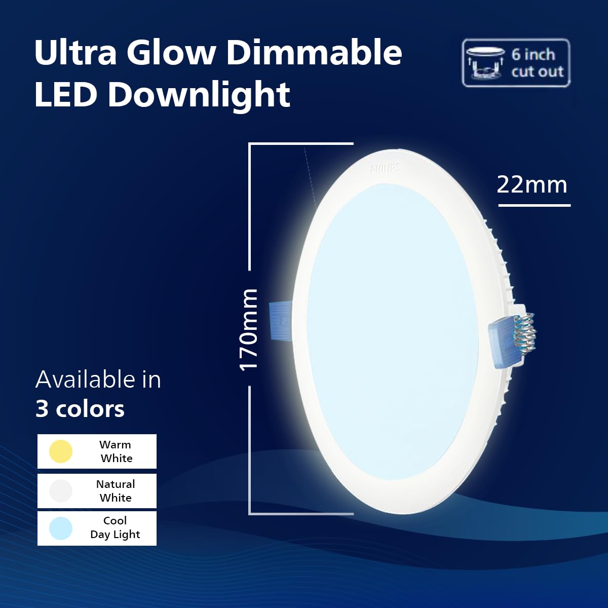 Philips Round Dimmable UltraGlow LED Downlighter