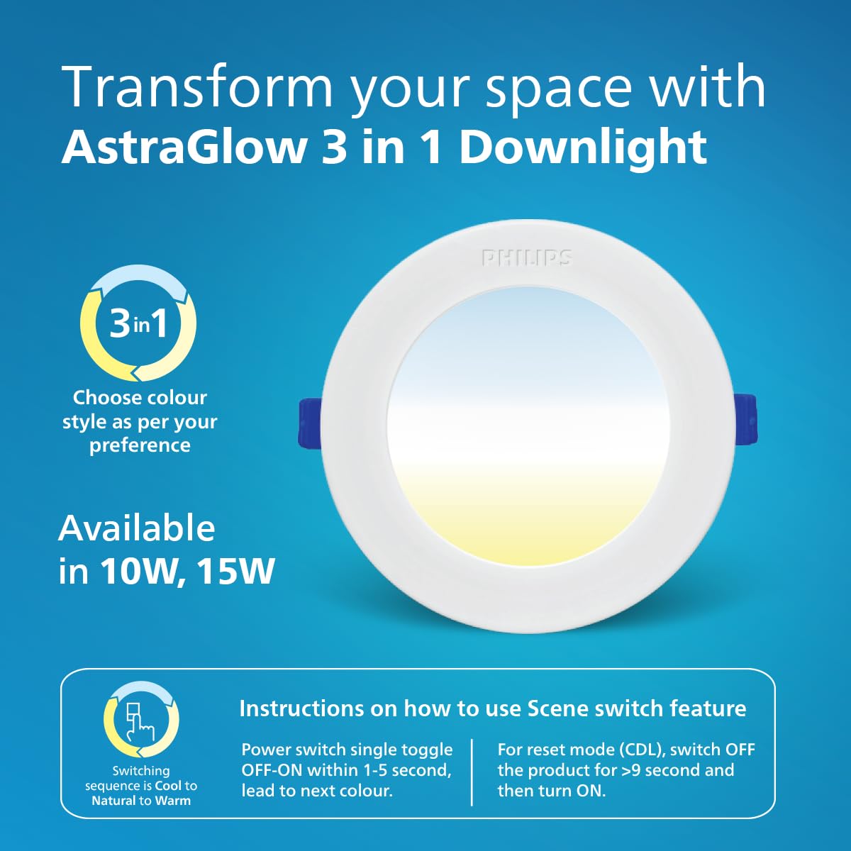 Philips UltraGlow NextGen 3-in-1 LED Downlight