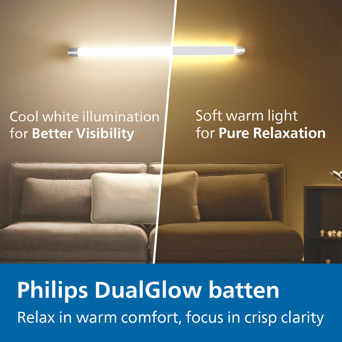 Philips Dual Glow LED Batten (WW + CDL)