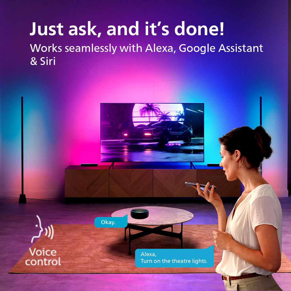 Philips WiFi LightTheatre Kit ( Philips HDMI Sync box with strip light, Gradient Light bars & Gradient floor lamp)