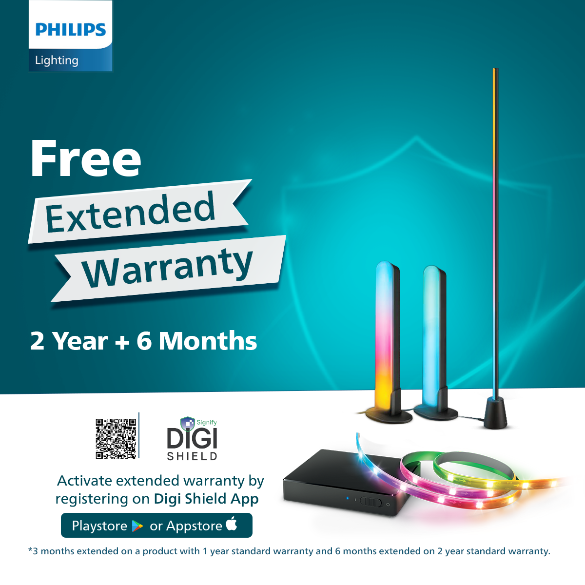 Philips WiFi LightTheatre Kit ( Philips HDMI Sync box with strip light, Gradient Light bars & Gradient floor lamp)