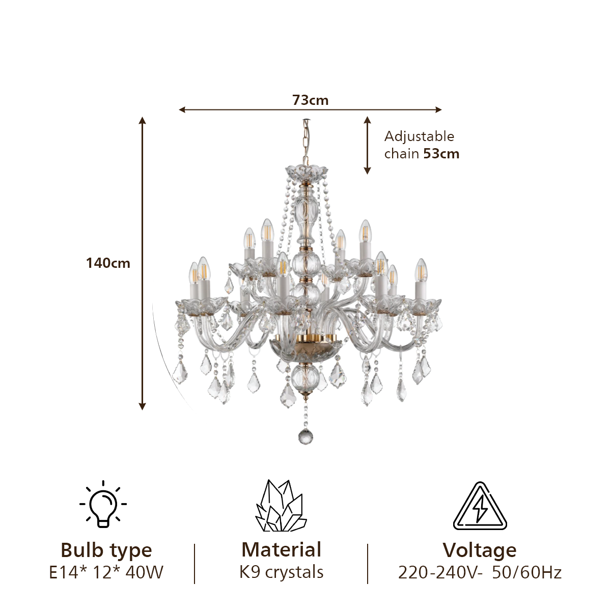 Philips Majesté 12 Head Crystal Chandelier