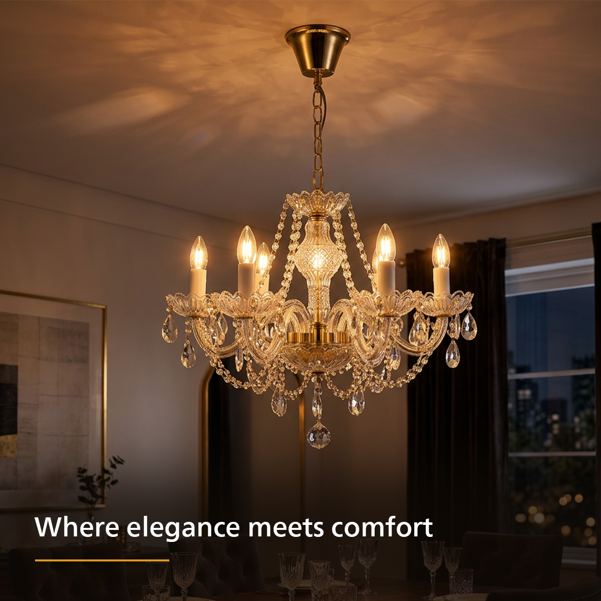 Philips Majesté 6 Head Crystal Chandelier