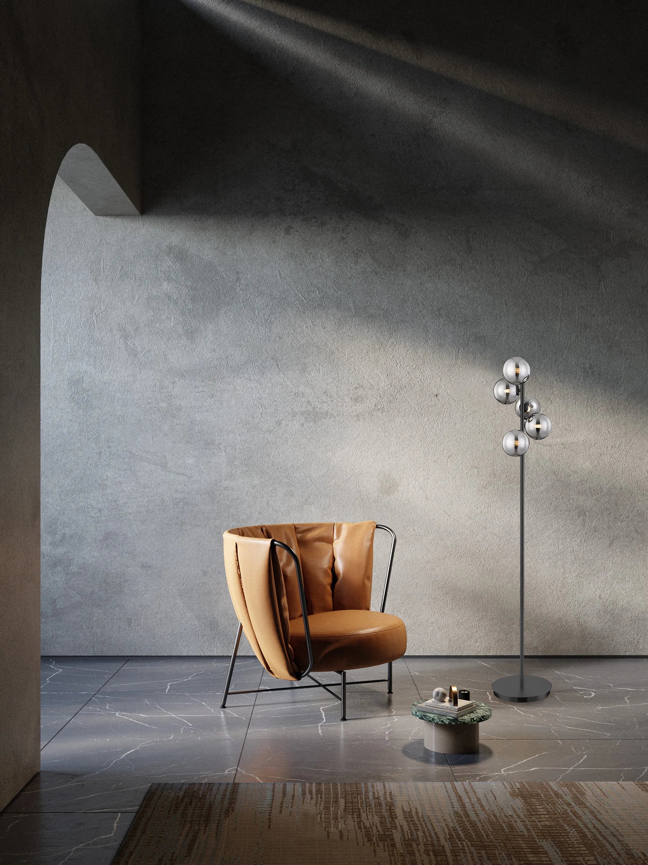 Close-up of Philips Celestial 5 Head Floor Lamp with metallic body and elegant finish