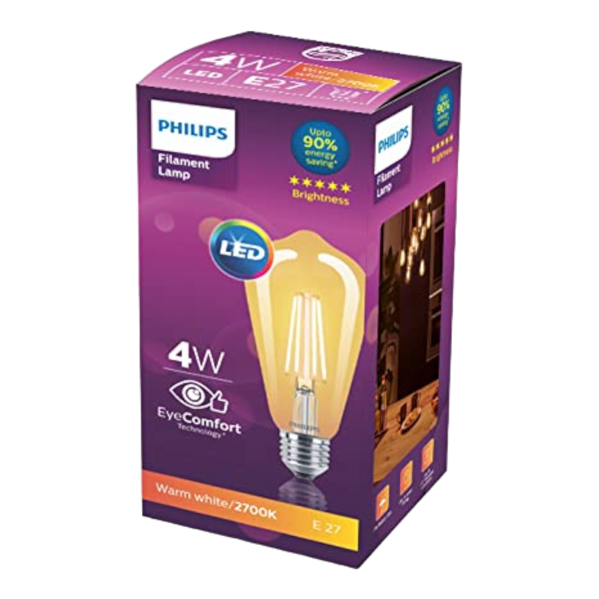 Ampoule filament LED E27 5W 3 000K 1 060lm claire