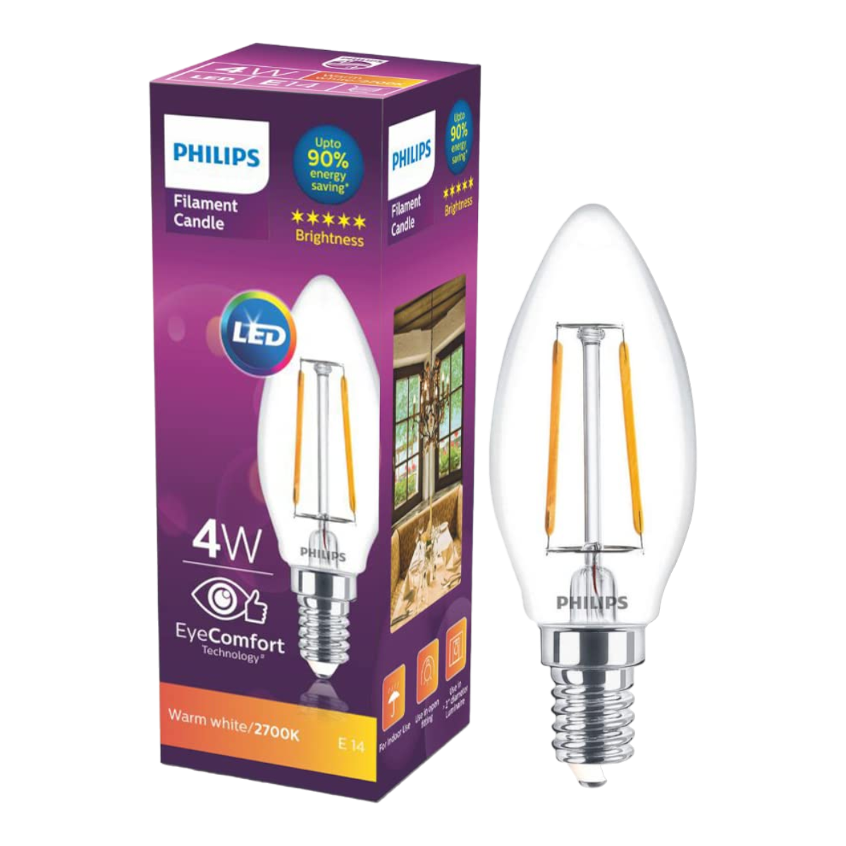 Philips Filament LED Candle (E27 base)