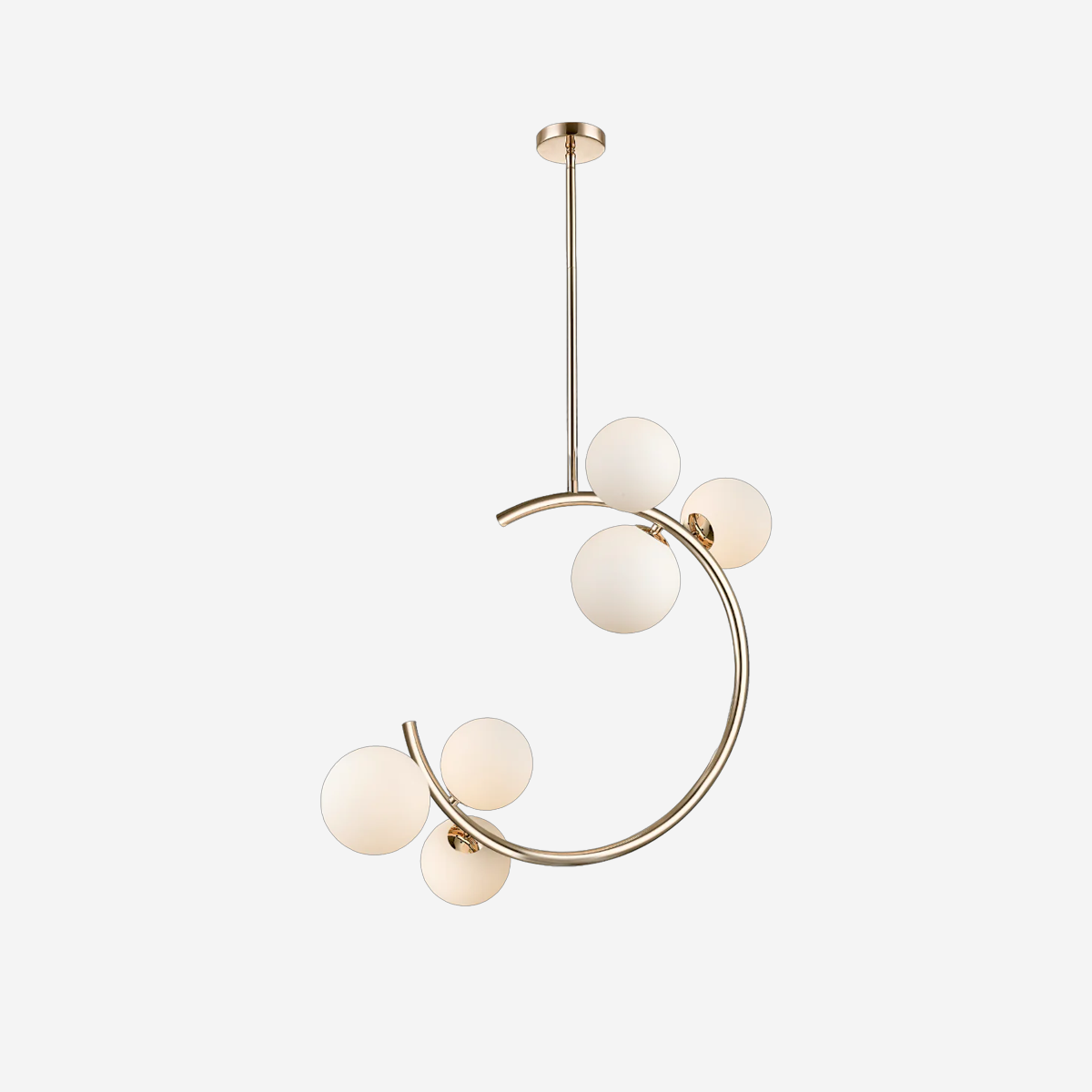 Front view of Divine 6-head Chandelier in French gold with G9 Bulb and 6 matte opal glass – Philips lighting