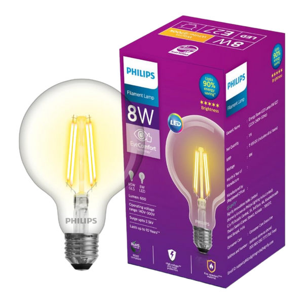 Philips Filament LED Bulb (E27 base, G95 bulb) – Philips lighting ...
